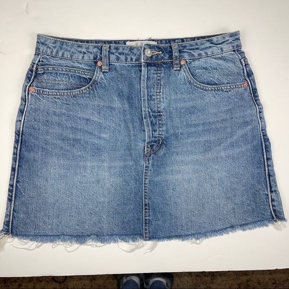 Free People Button Fly Fray Hem Jean Mini Skirt 30 - Picture 16 of 17